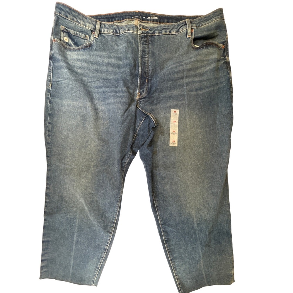 Old Navy Womens Size 28 High Rise O.G. Straight Jeans Medium Wash‎ Raw Hem
